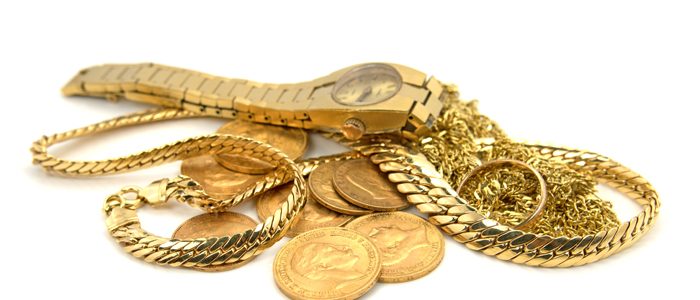 Goldketten Goldringe, Golduhr und Goldmünzen
